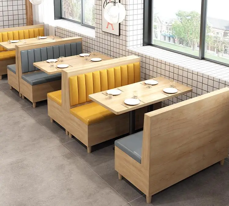 Customized Western Restaurant Wall Stand Snack Shop Restaurant Catering Shop Solid Wood Sofa Dessert Milk Tea Shop Table Chair