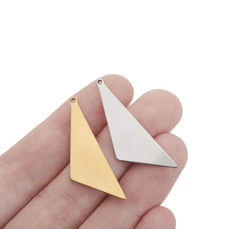 5-10pcs Stainless Steel Triangle Charms Geometry Blank Pendant For DIY For Jewelry Making Necklace Earring Accessories