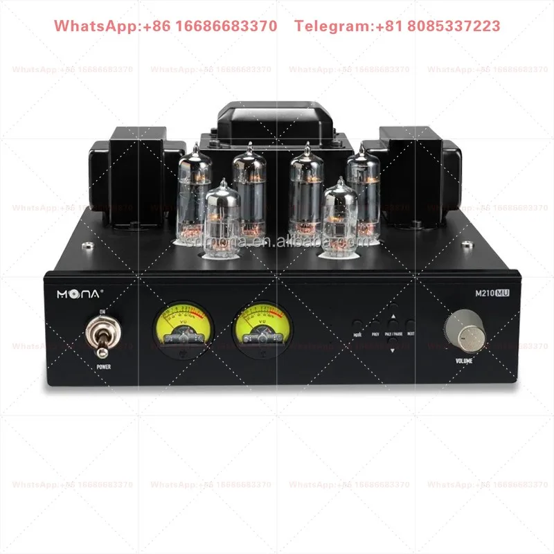 MONA M210-MU 220V 2×100W 2.0 Channel HiFi Tube Amplifier Aluminum Alloy Bluetooth USB High Power Stereo Home Audio Amp