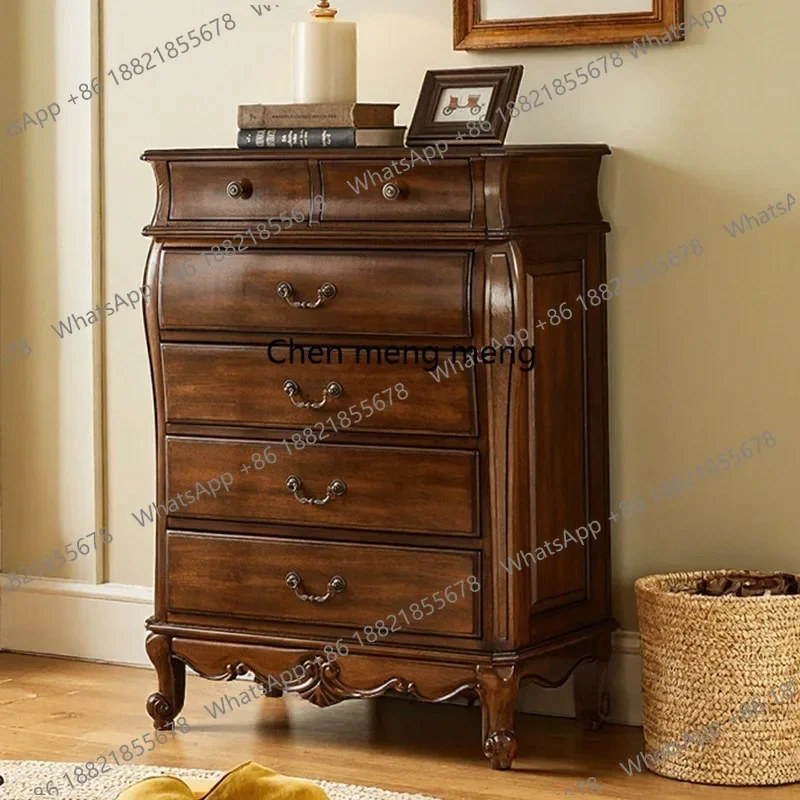 M78 American solid wood chest of drawers, bedroom against the wall, simple chest of drawers, bedside storage cabinet