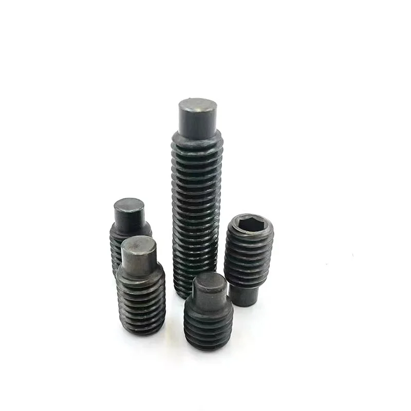 M3 M4 M5 M6 M8 M10 M12 M14 M16 DIN915 Black grade 12.9 steel Hex Hexagon Socket Set Screw with Dog Point Grub Convex End Bolt