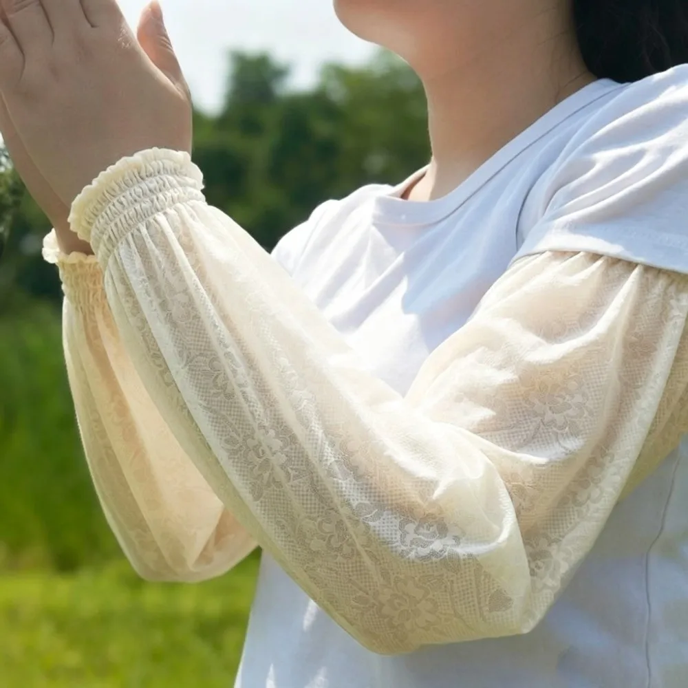 

Fashion Lace Arm Sleeves Straight-Cut Embroidery Sunscreen Sleeves Breathable Thin Fingerless Gloves Driving