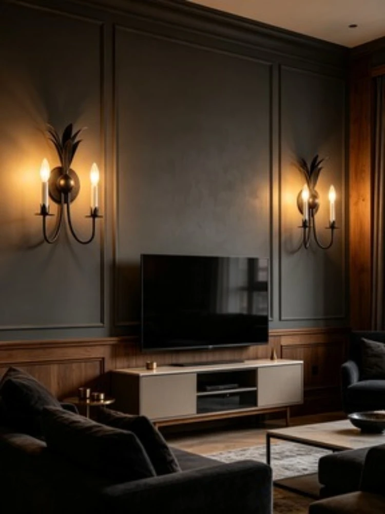 French retro wall lamp, minimalist designer, grand and high-end French entrance, bedside, bedroom, living room, hallway