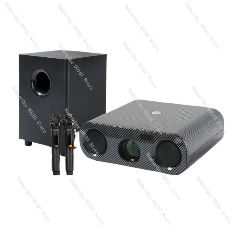 

Professional Karaoke Set, Projector WiFi Home KTV, U-shaped Microphone Subwoofer
