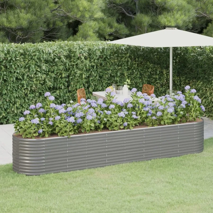 

Garden Raised Bed Powdercoated Steel 144.9x31.5x26.8 Gray