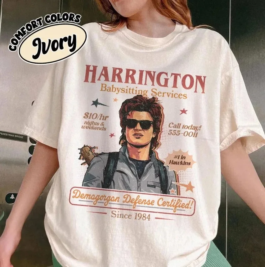 Unisex Oversized Harrington Babysitting Services Cotton T-Shirt Funny Steve Harrington Shirt Summer Men Women Fashion Tee Y2K