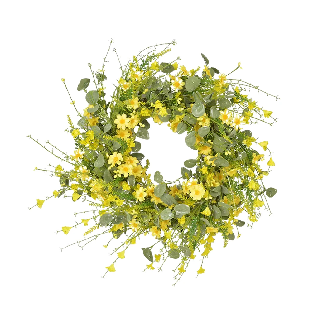 

Искусственный цветочный венок-гирлянда с имитацией маргариток и эвкалипта, большой, для свадебного декора