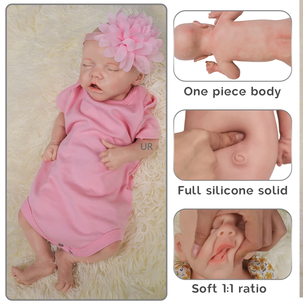 

Soft 18inch Full Solid Silicone Reborn Baby Doll Newborn Infant Boy and Girl