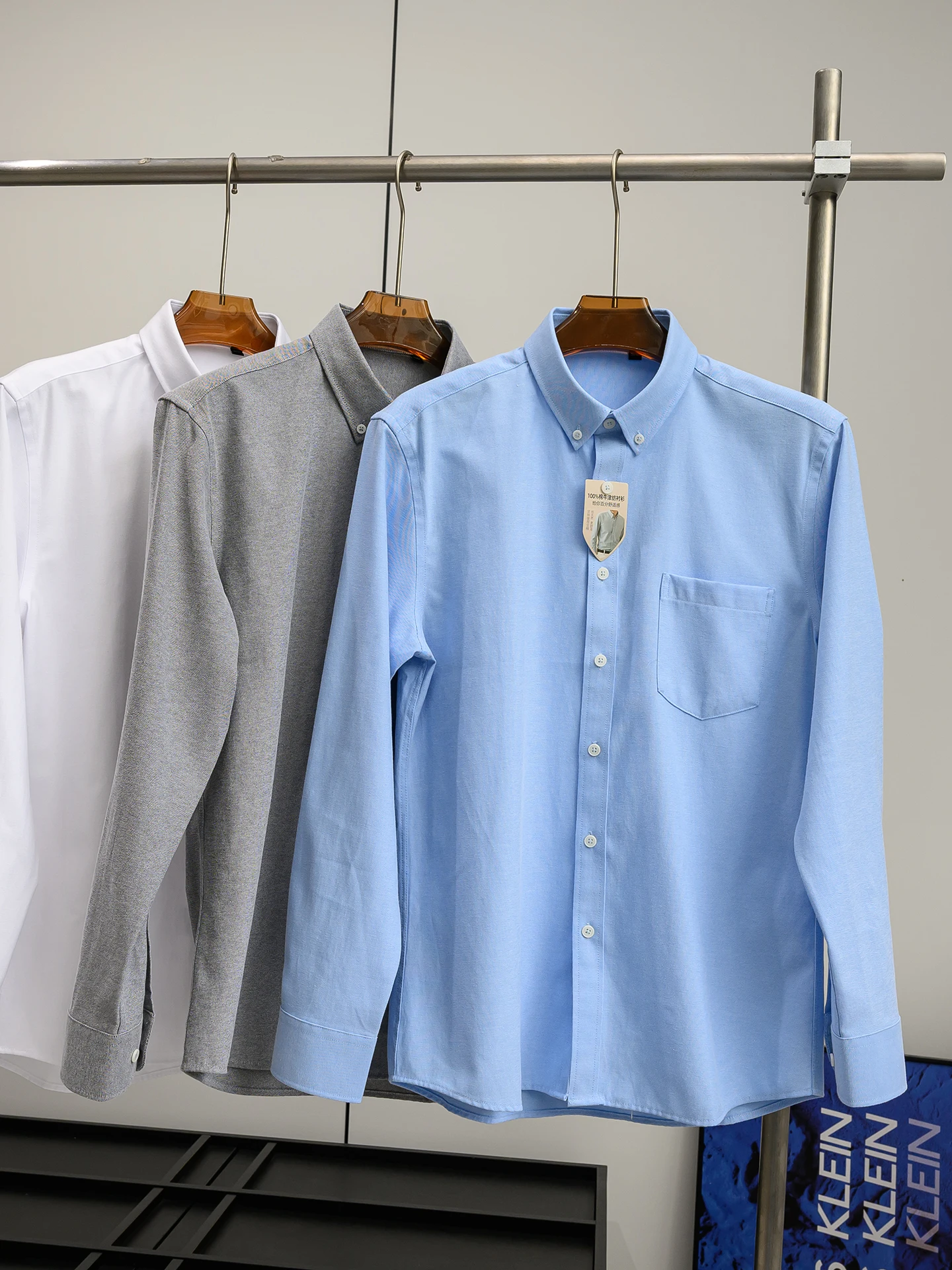 

100% Cotton Oxford Cloth Long Sleeve Shirt Men's Business Commute Comfortable Skin-friendly Spring Summer Casual Style Shirt