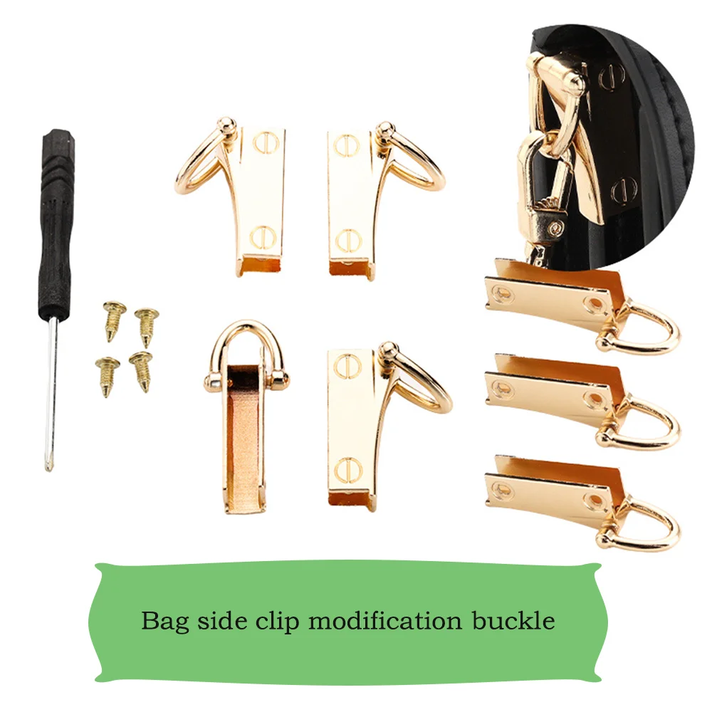 1Set Metal Bag Side Anchor Gusset Bag Side Edge Buckle Anchor Link Hanger Clamps Hardware With D Rings For Bag Purse Strap