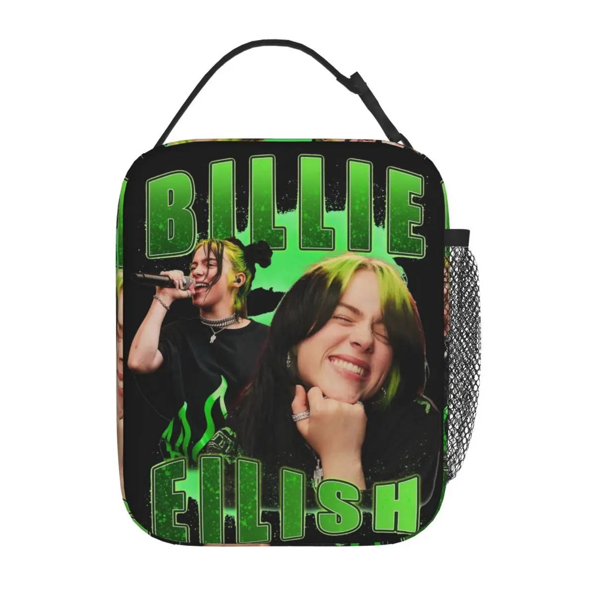 B-Billie-Girl E-eilish Rapper Hip Hop Insulated Lunch Bags Thermal Bag  Lunch Container Portable Tote Lunch Box