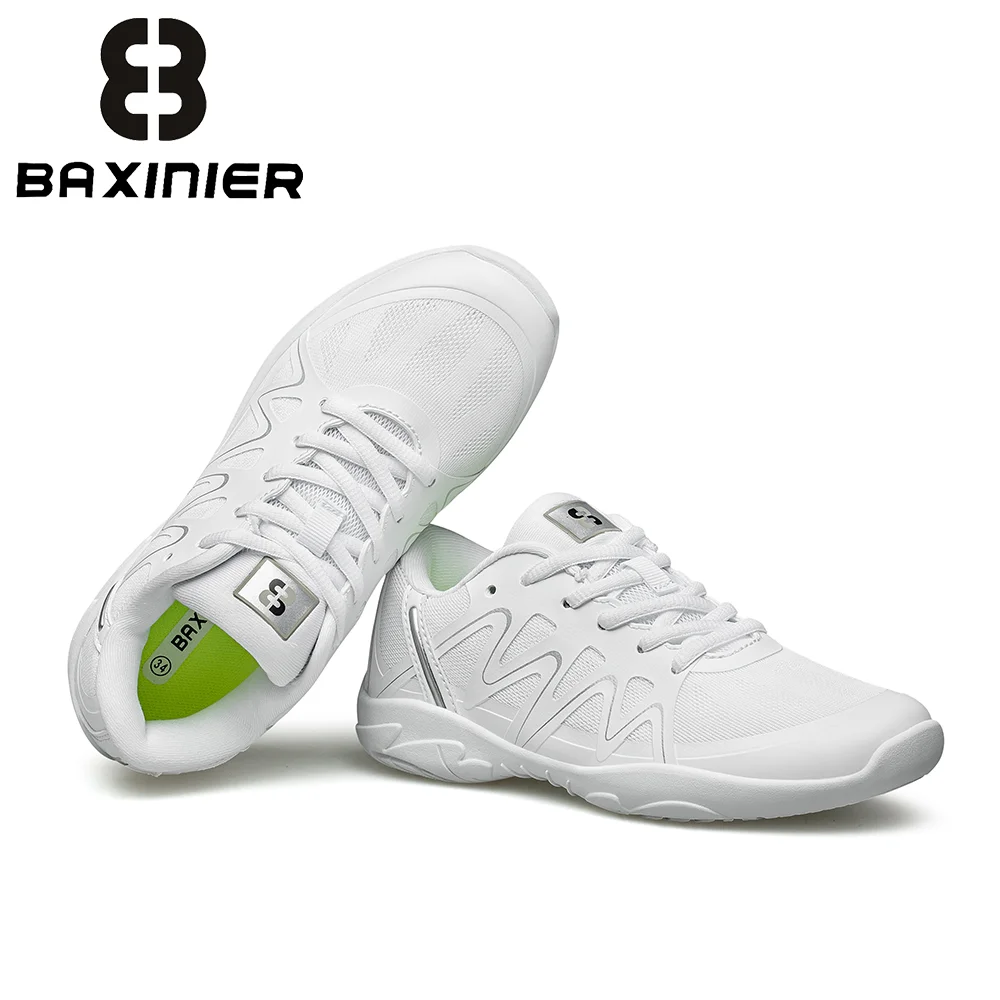 

BAXINIER White Girls Cheer Footwear Lightweight Dance Tennis Practice Sneakers Ventilated Cushioned Performance