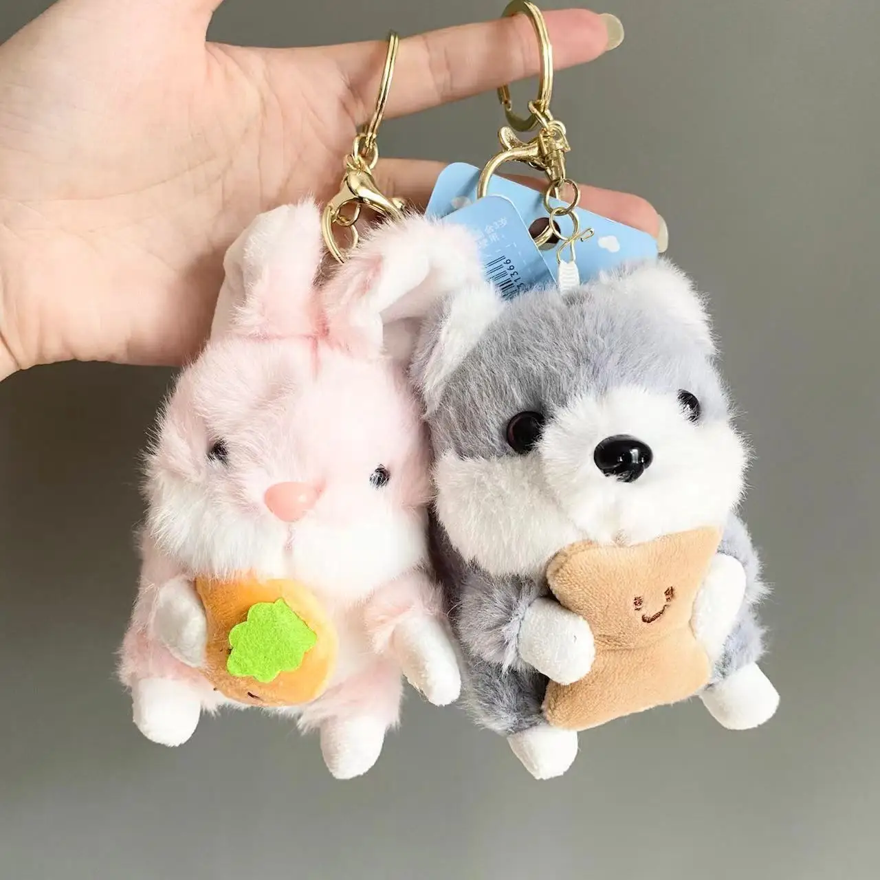 Cute Pet Family Cat Lala Rabbit Husky Plush Doll Keychain Cloth Doll Pendant