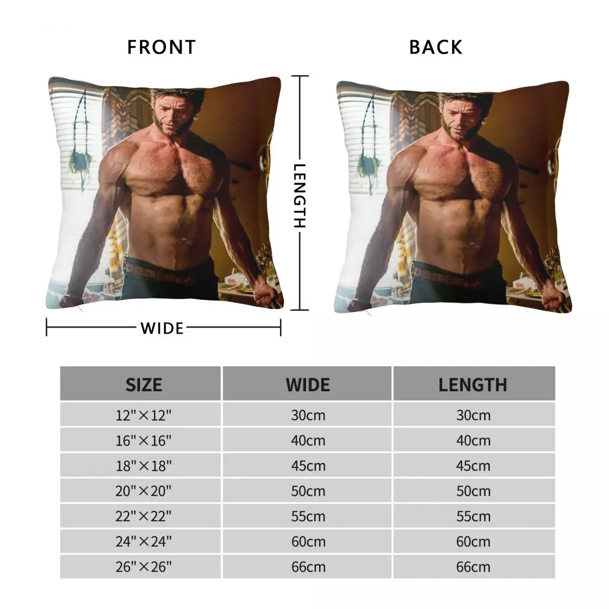 Hugh Jackman Square Pillowcase Polyester Linen Velvet Pattern Zip Decor Room Cushion Cover