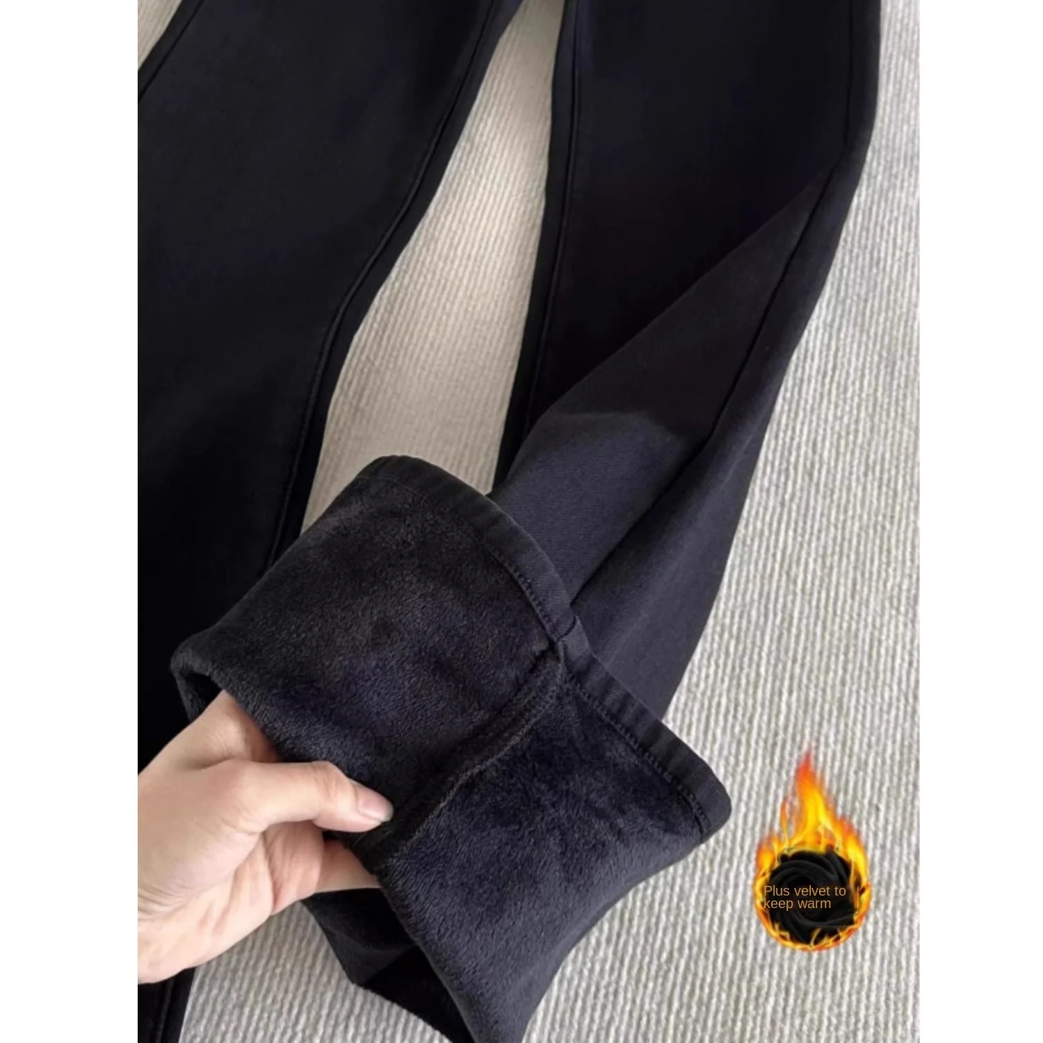 

Y2K Loose Jeans Women Casual Trousers Baggy Denim Pants for Ladies Soft Stretch Waist Winter Thermal Fleece Lined Comfort Fit