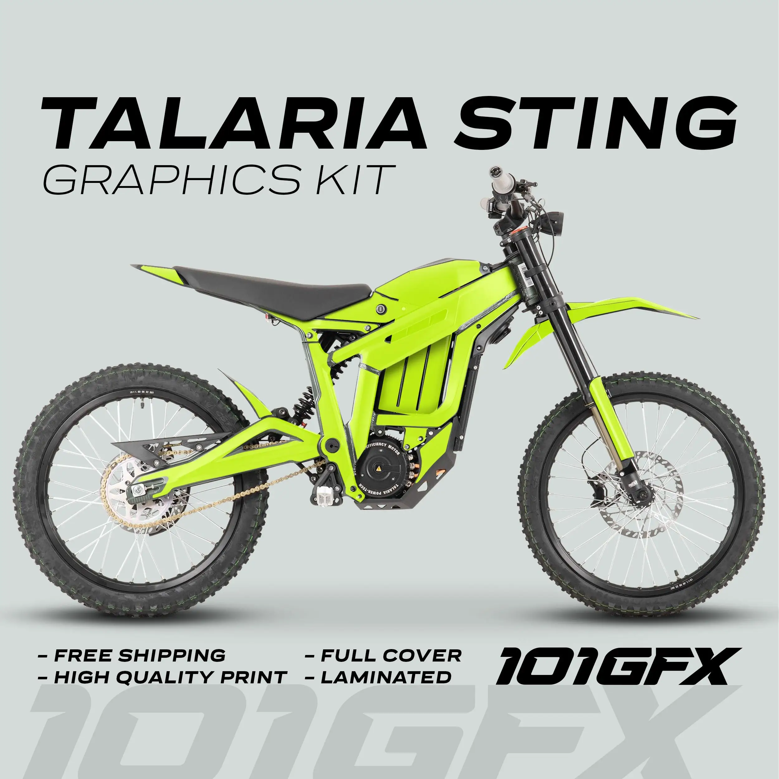 Graphics Kit SOLID COLOR GREEN Decals Stickers Laminated eBike Emoto Mono Color For Talaria Sting MX3 MX4