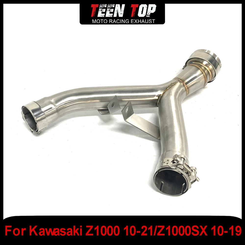 Peças de moto para kawasaki z1000/z1000sx escape modificar tubo médio de aço tubo de ligação intermediária de escape de motocicleta tubo decat 2010-2019