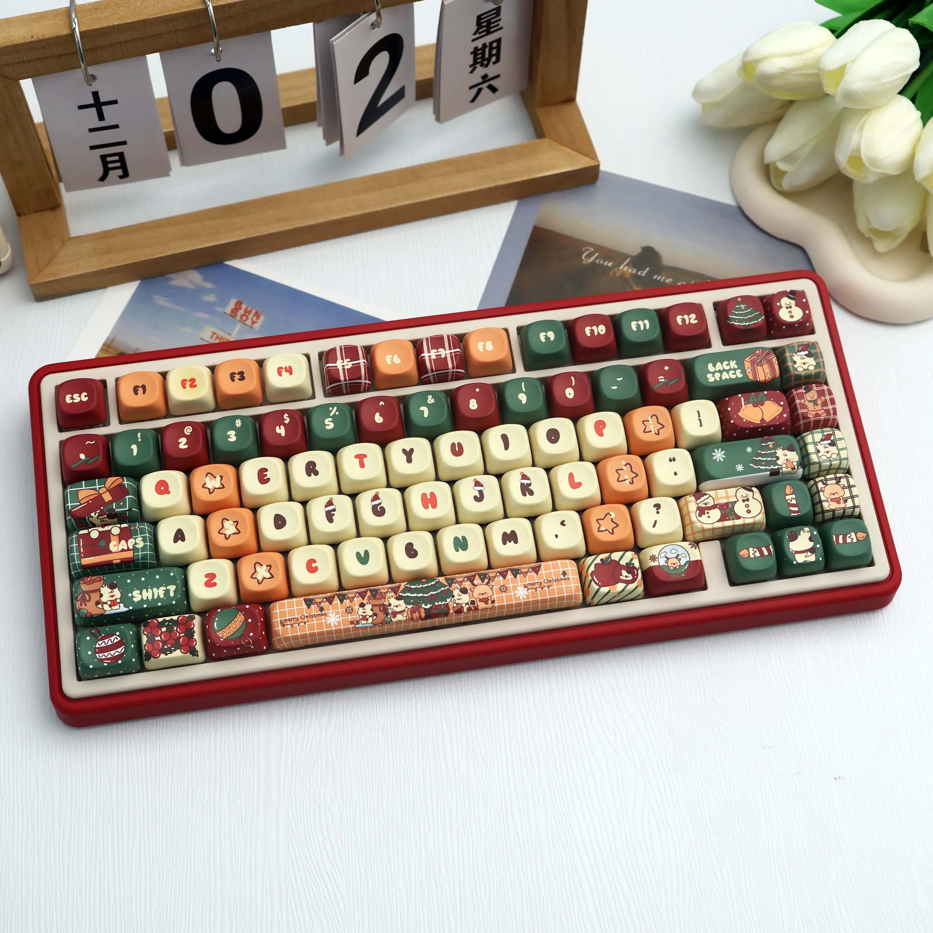 134 Tasten Weihnachts-PBT-Tastenkappen Dye-Sub MOA Profil MX Switch für 61/64/68/87/96/104/108 Tastaturen