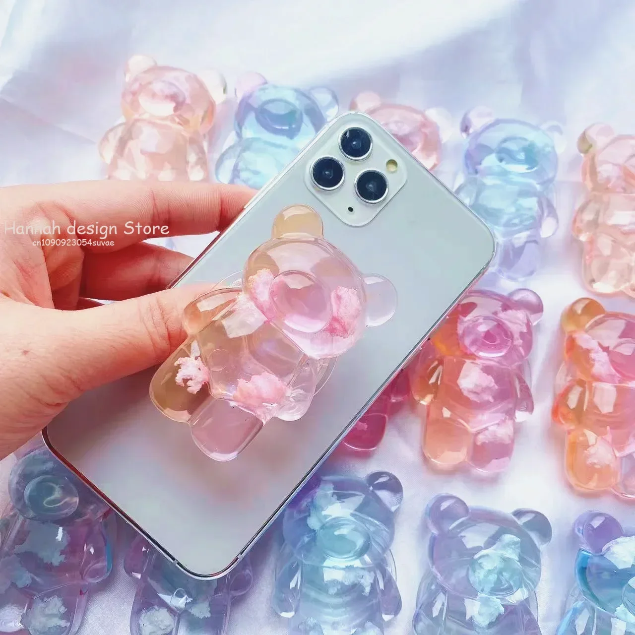 

3D Cute Bear Grip Tok Finger Phone Holder for IPhone 13 12 Samsung Foldable Support Telephone Griptok Korea Clip Expanding Stand