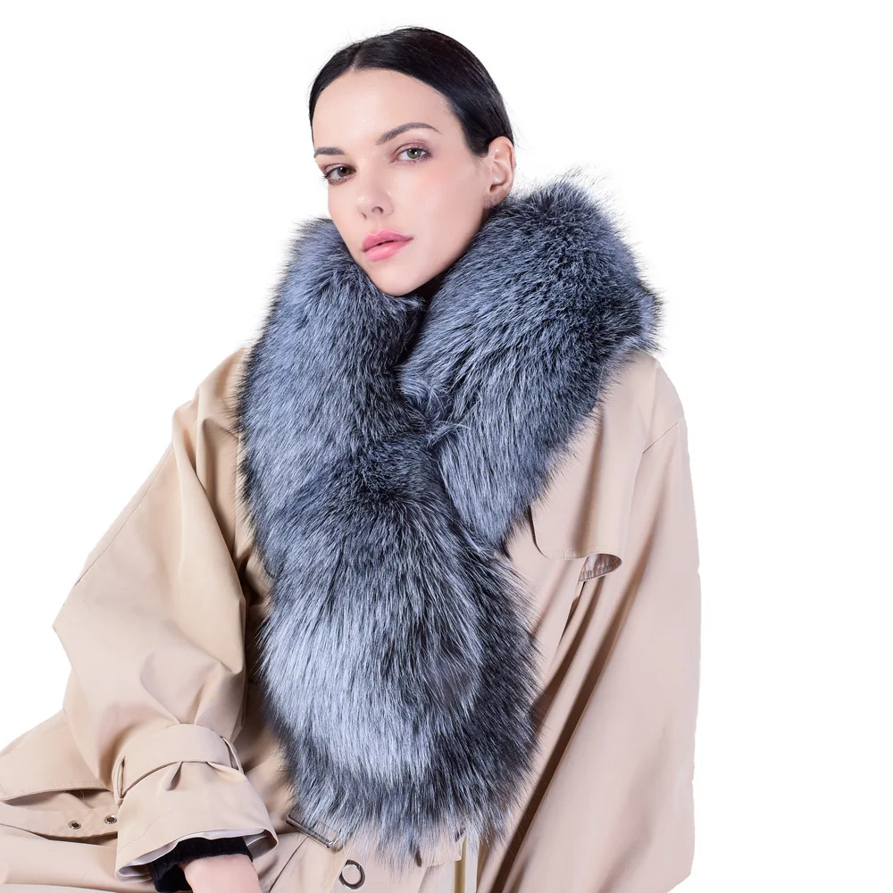 9 Colors Fashion Ladies Silver Fox Fur Thick Ring Women Warm Winter Outstreet Luxury Neck Big Shawl Scarf