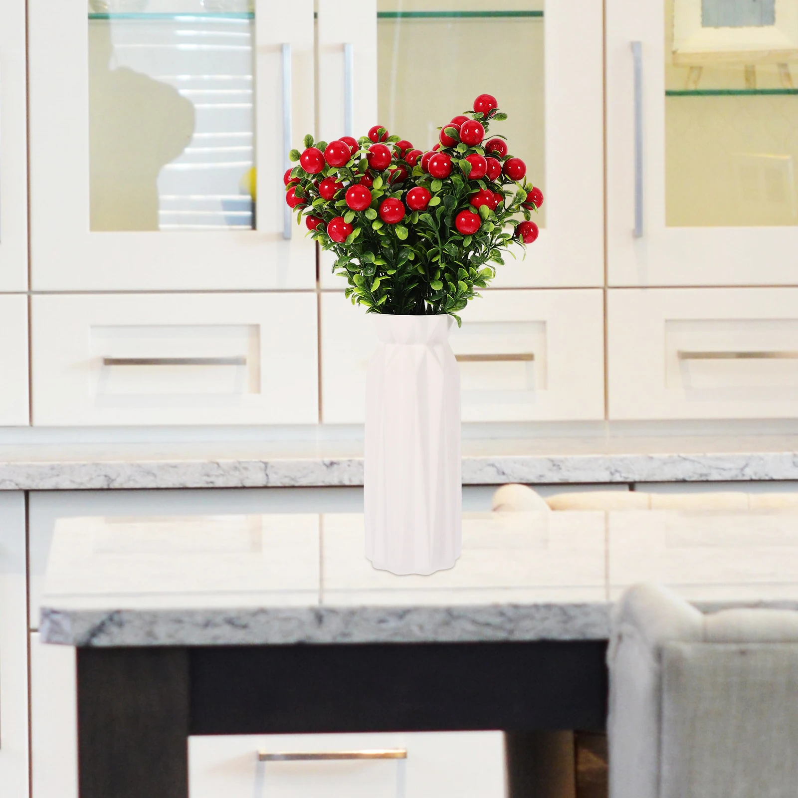 

Simulated Wealth Fruit Faux Artificial Red Cherry Decor Home Bedroom Office Long Stem Berry Branches Fake