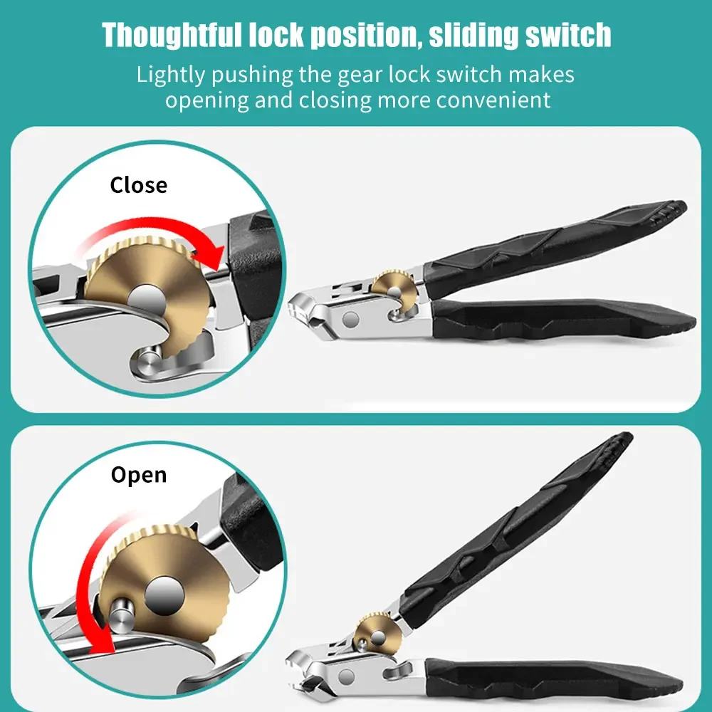 Verbeterde professionele roestvrijstalen teennagelknipper voor senioren, brede kaak, schuine kop, concaaf mes