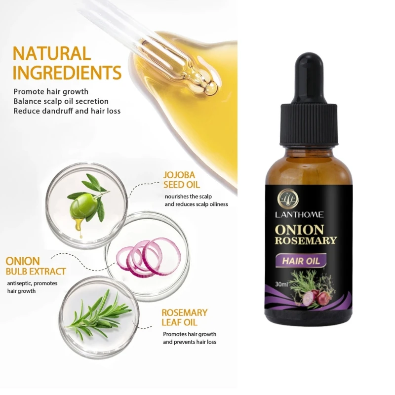 Rosemary Onion Hair Oil Nourish Strengthen Reduce Hair Loss Hair Moisturizing Dropship