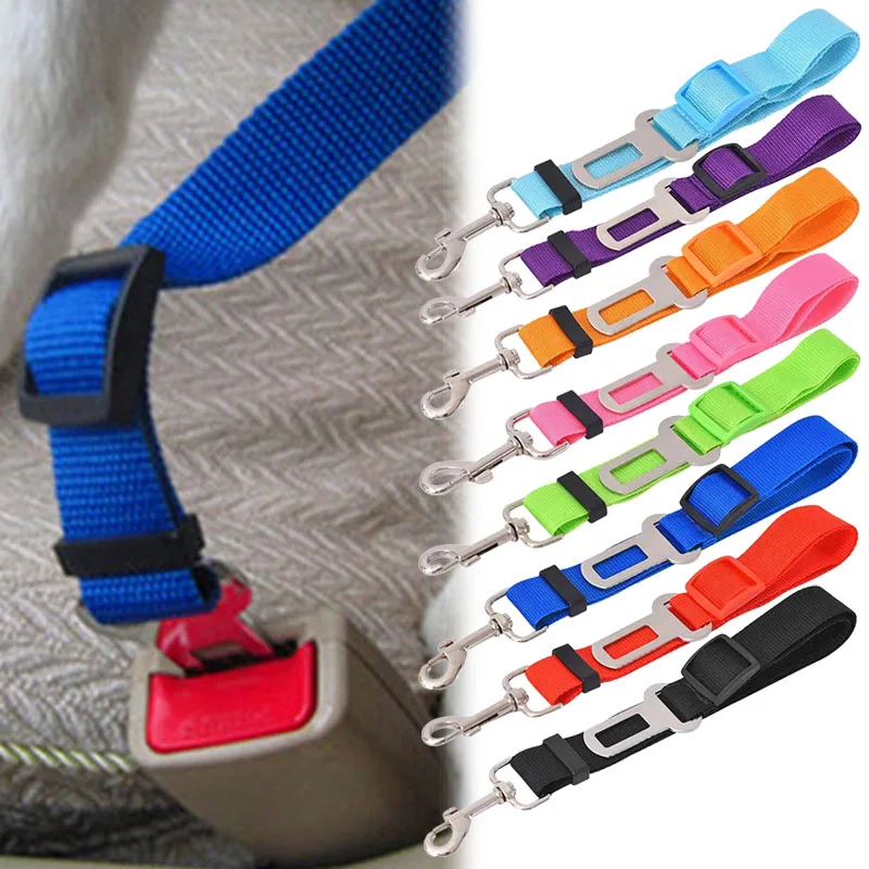 Pet Cat Dog Adjustable Car Seat Belt Durable Travel Pet Harness Lead Clip Safety Lever Traction Dog Cat Collars Auto Accessories