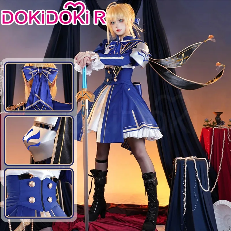qq28LQSaber Cosplay Game Honkai: Star Rail x Fate Stay Night 【S-2XL】DokiDoki-R فستان الهالوين الأزرق Saber Costume Plus Si