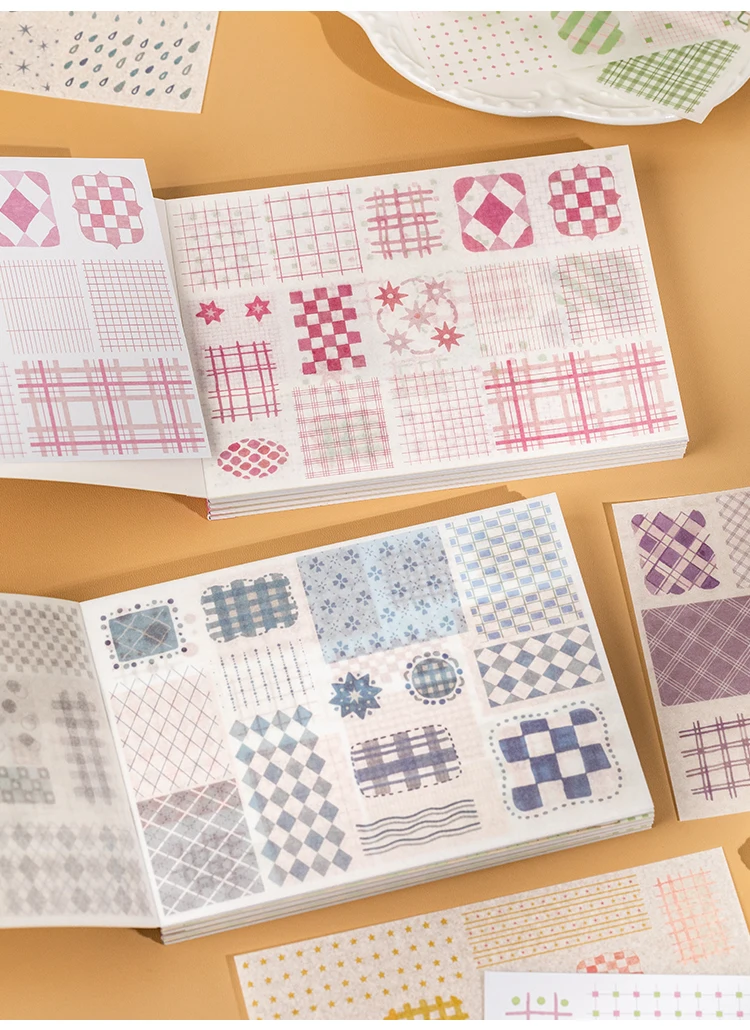 Cute Cartoon Grid Theme Die Cut Stickers Book - 18/36 Sheets Handmade Dairy Stickers Decorative Scrapbooking Japanese Stationery