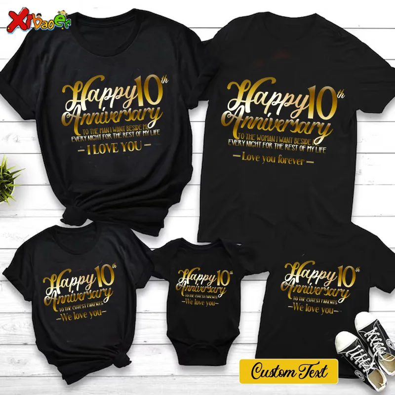 Family Shirt 10th Anniversary Shirts for Family Shirts Personalized Couples 20th 30th Anniversary Women Men Kids Matching Shirts