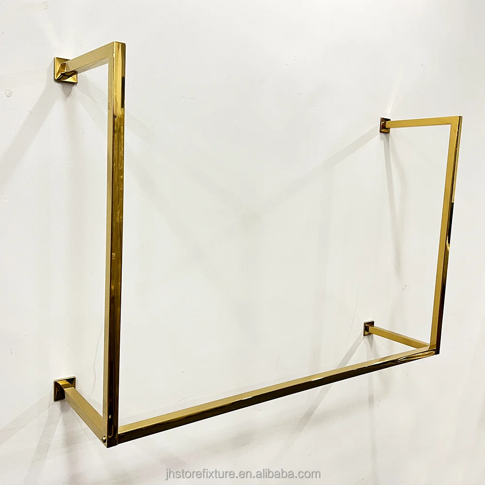 Stainless Steel Factory Price Gold Clothing Display Rack for Wall Mount Cloth Rack Hangers for Clothing Store
