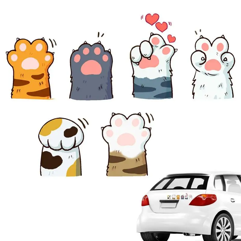 Cat Car Sticker Self Adhesive Cartoon Cat Paw Decals Reflective Cat Decals Car Decorations Bumper Stickers Car Accessories Decor