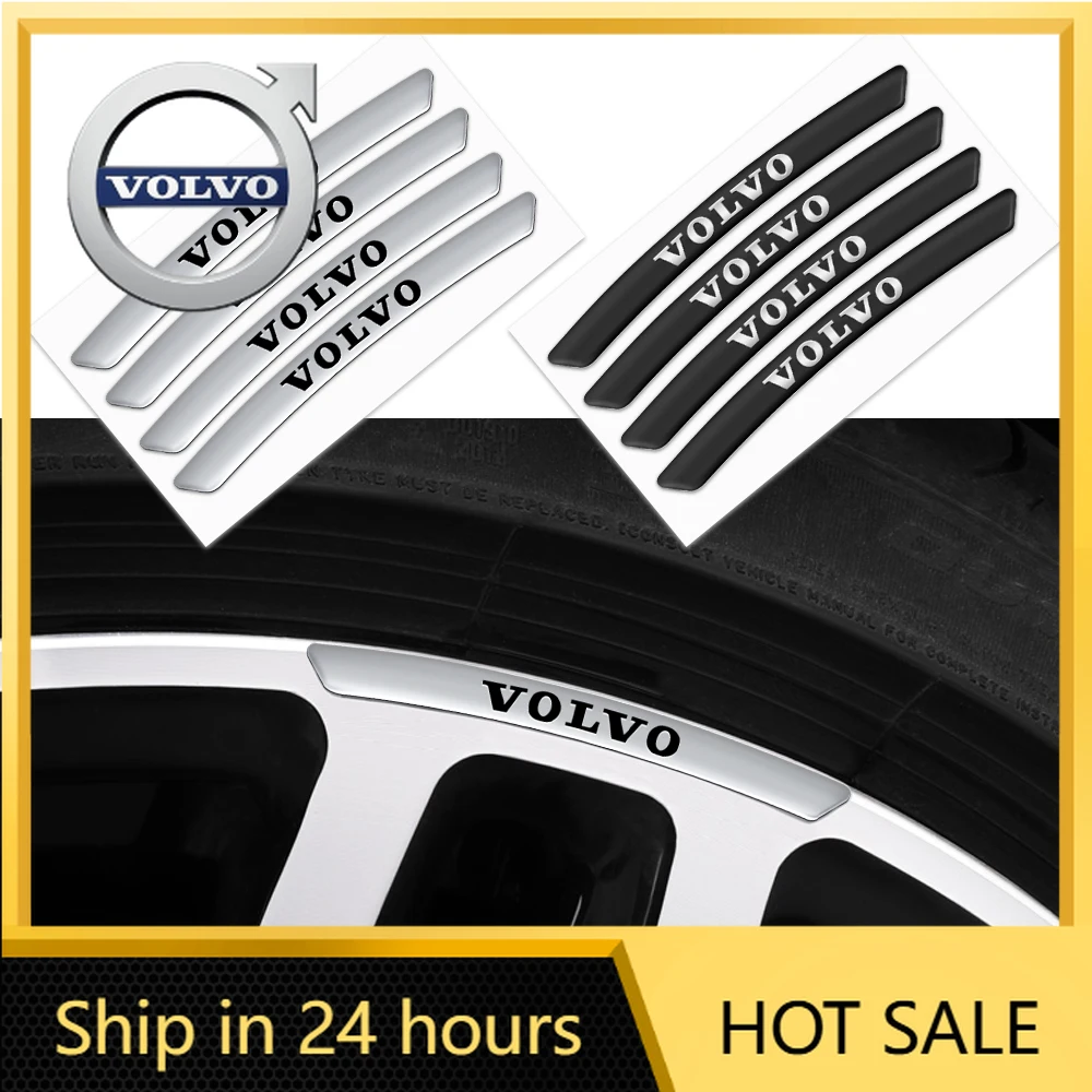 

Steering Covers 4pcs Aluminum Car Badges Wheel Rims Racing Hub Stickers Auto Decoration For Volvo V40 V50 S40 S80 XC60 S90 XC90