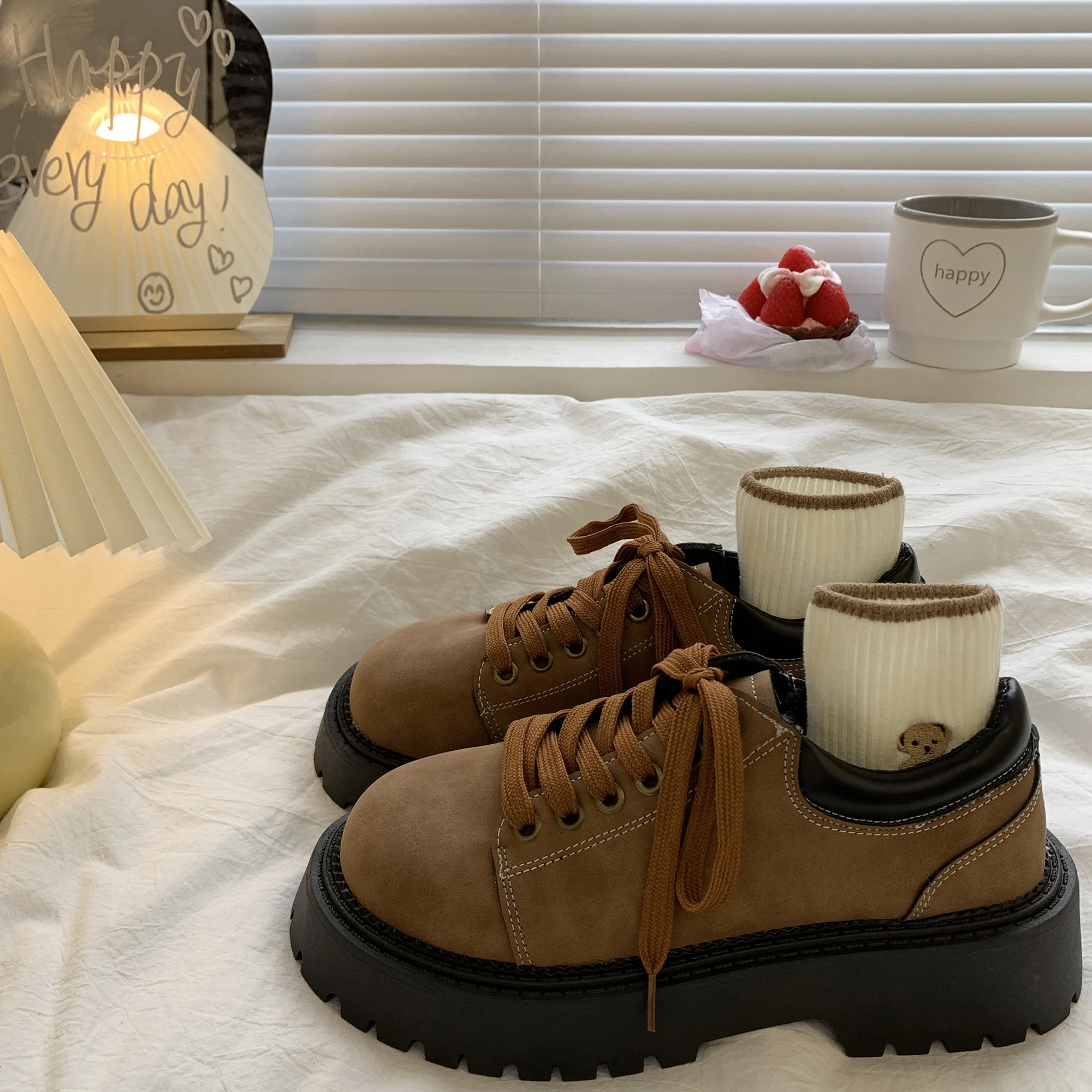 

Женские кроссовки в британском стиле, универсальные оксфорды на платформе, Осенняя обувь с круглым носком, новинка в стиле ретро, криперы в стиле преппи, 2022