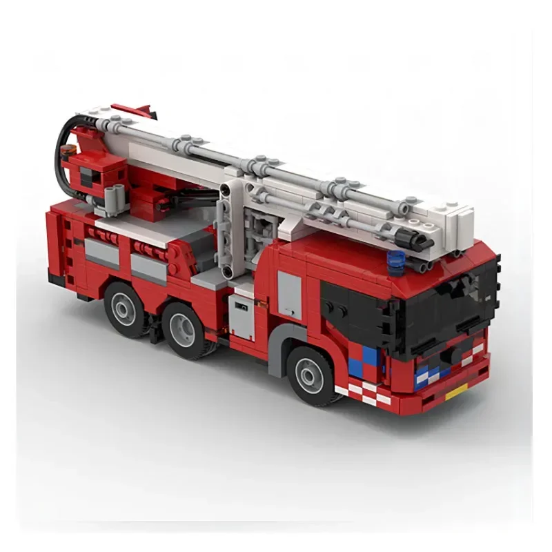 Fire Truck Aerial Work Platform Elevator MOC-55291 Building Block Splicing Model 864PCS Kids Birthday Gift Christmas Toy Gift