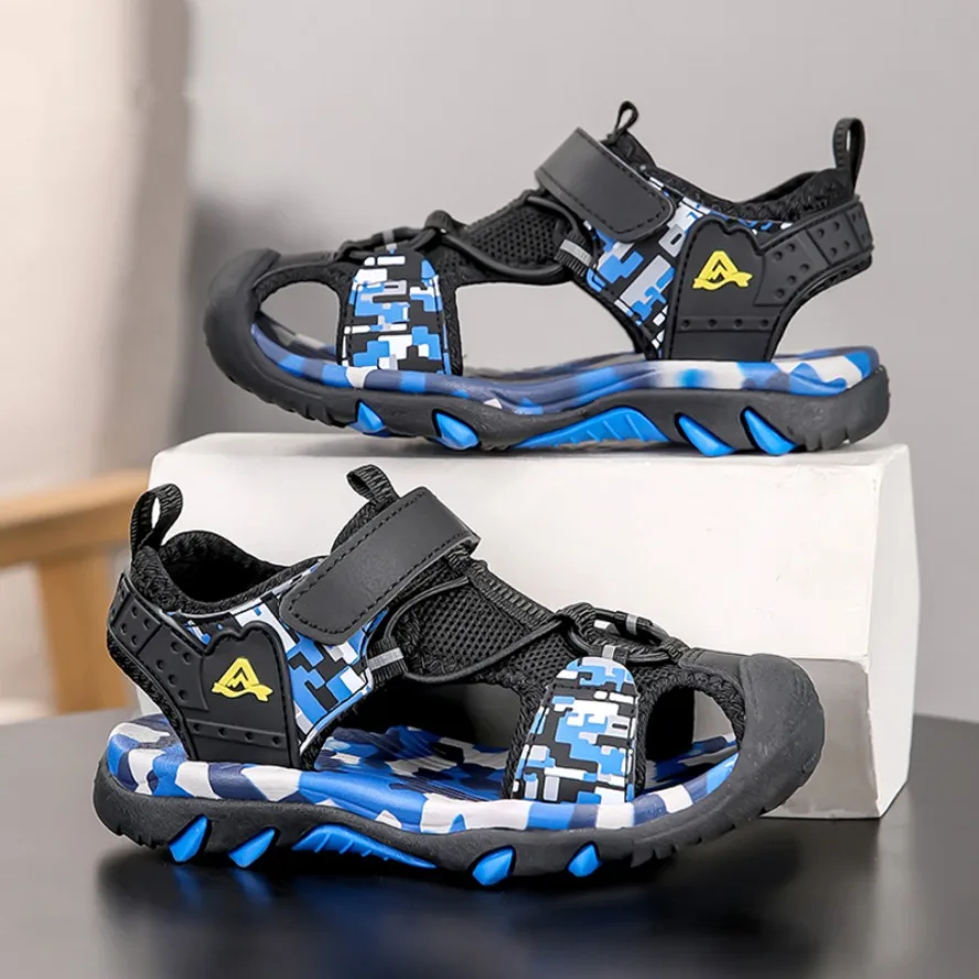 

Летние спортивные сандалии для детей 5-16 лет: дышащие, нескользящие, пляжные, для улицы, с закрытым носком, защита от ударов