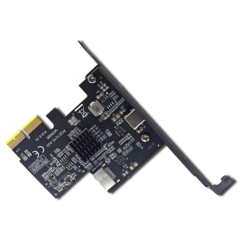 PCI-Express X2 To Type-E + Type-C Expansion Card USB3.2 GEN2 10Gbps ASM3142 Chip PCI-E To USB-C Adapter For Desktop