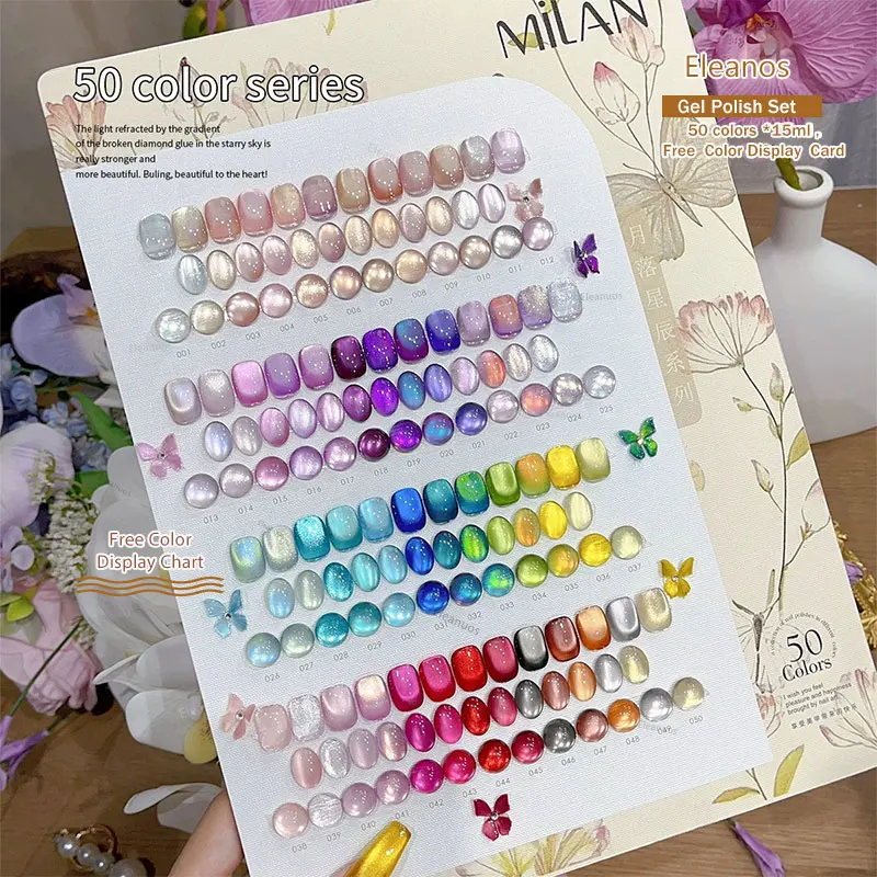 Eleanos Hema Free TPO Free Cat Eye Magnetic Gel 15ml Salon Grade Nail Polish With Color Card For Professional Nail Art Manicure