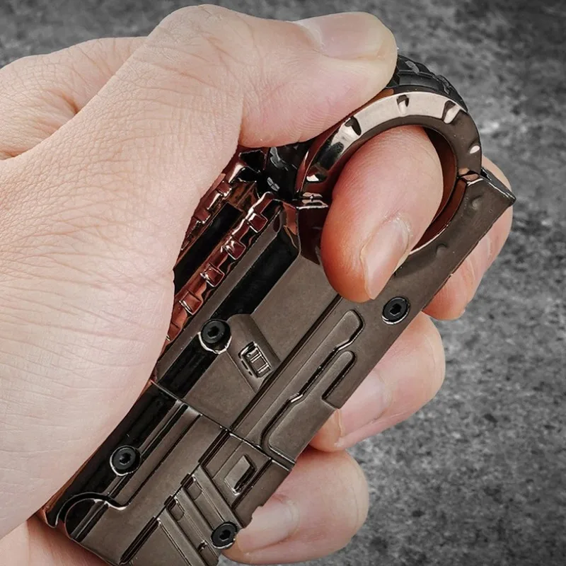 Ring Pistol Soft Bullet Gun Portable Mini 3D Alloy Shell Ejection Decompression Fidget Toy Outdoor Funny Creative Gift