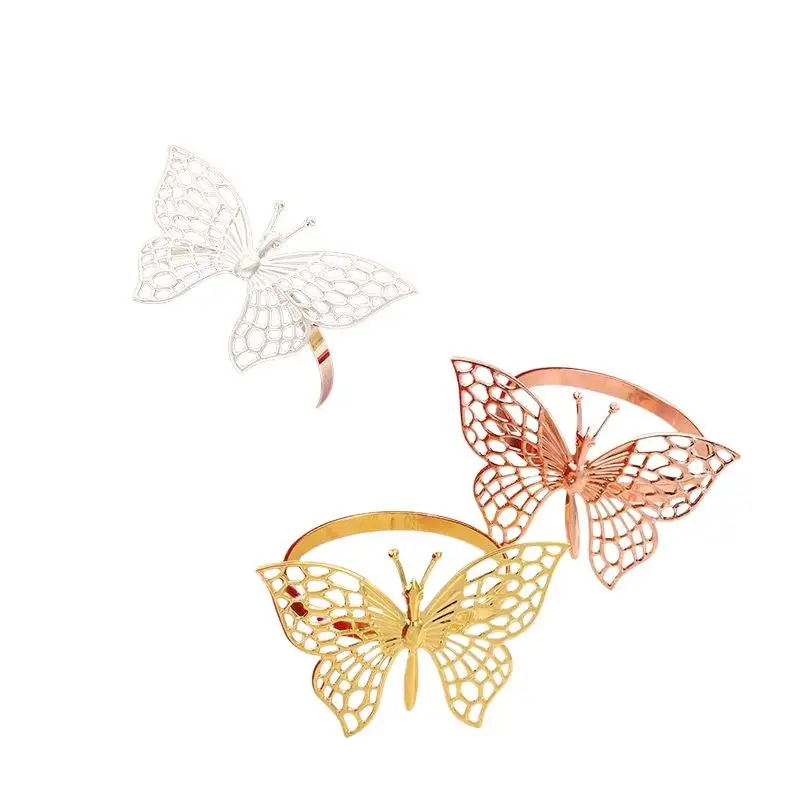 【HG】Iron Napkin Ring Gold/Rose Gold/Silver Butterfly/Hollow Hollow Butterfly Napkin Ring Decorative Napkin Clasp Coffee Shop
