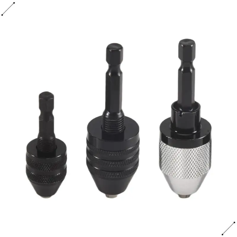 3PCS 1/4 Inch Hex Shank Keyless Drill Chuck Quick Change Adapter Converter Impact Drills Bits, Electric Tool Accessories