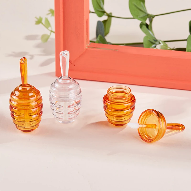 6ML Mini Clear Clear Refillable Amber Plastic Honey Pots Shaped Lip Gloss Tube DIY Gloss Bottle Empty Cosmetic Lip Balm Tool