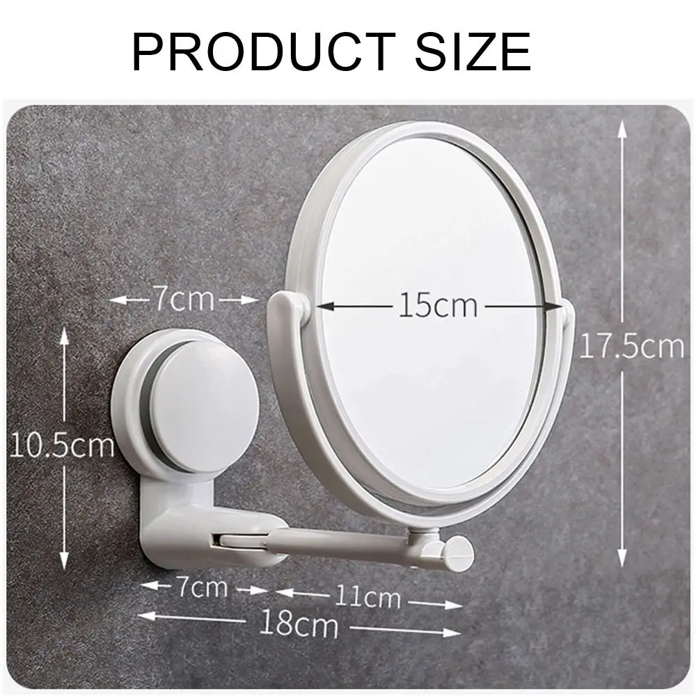 Plastic Self Adhesive Wall Hang Round Vacuum Suction Folding Makeup Supplies Vanity Mirror Shave Mirrors Bath Mirrors