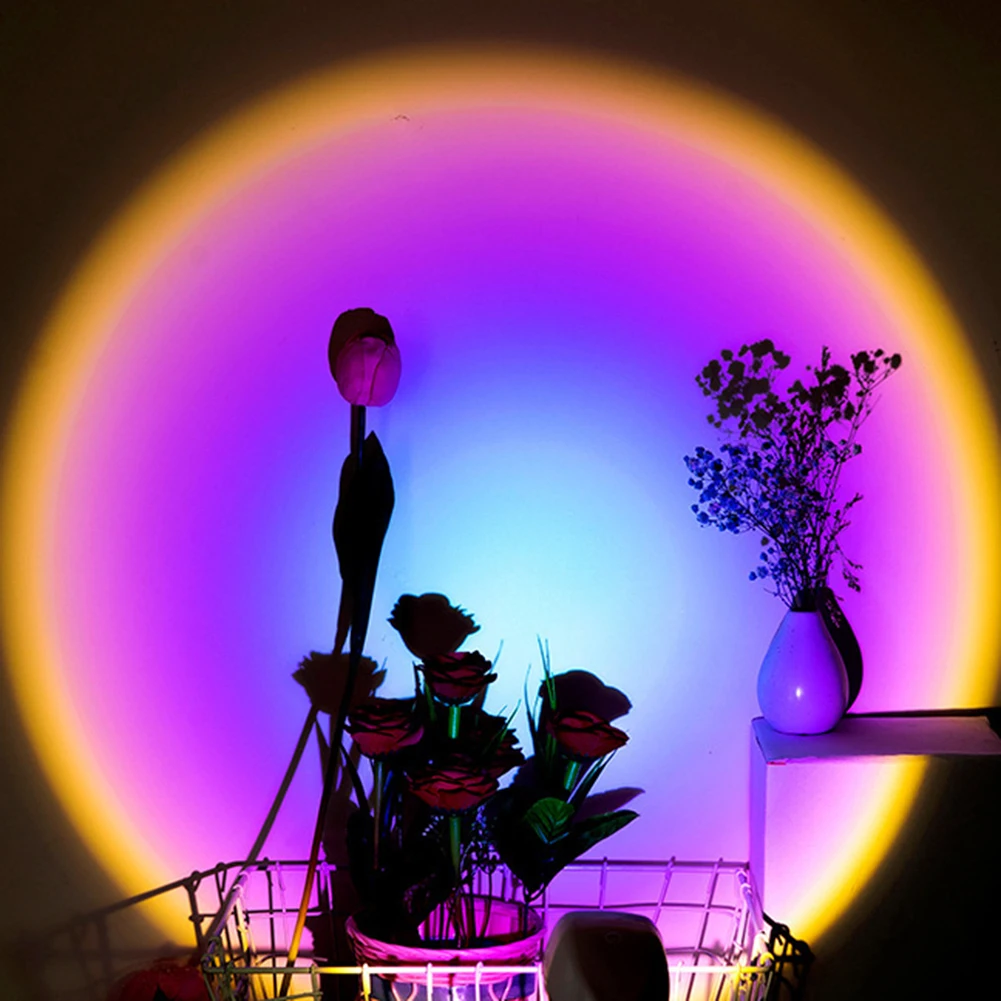 Projecteur de coucher de soleil LED coloré, art étendu, décoration murale, lampadaire de projection, éclairage intérieur de bar et de café