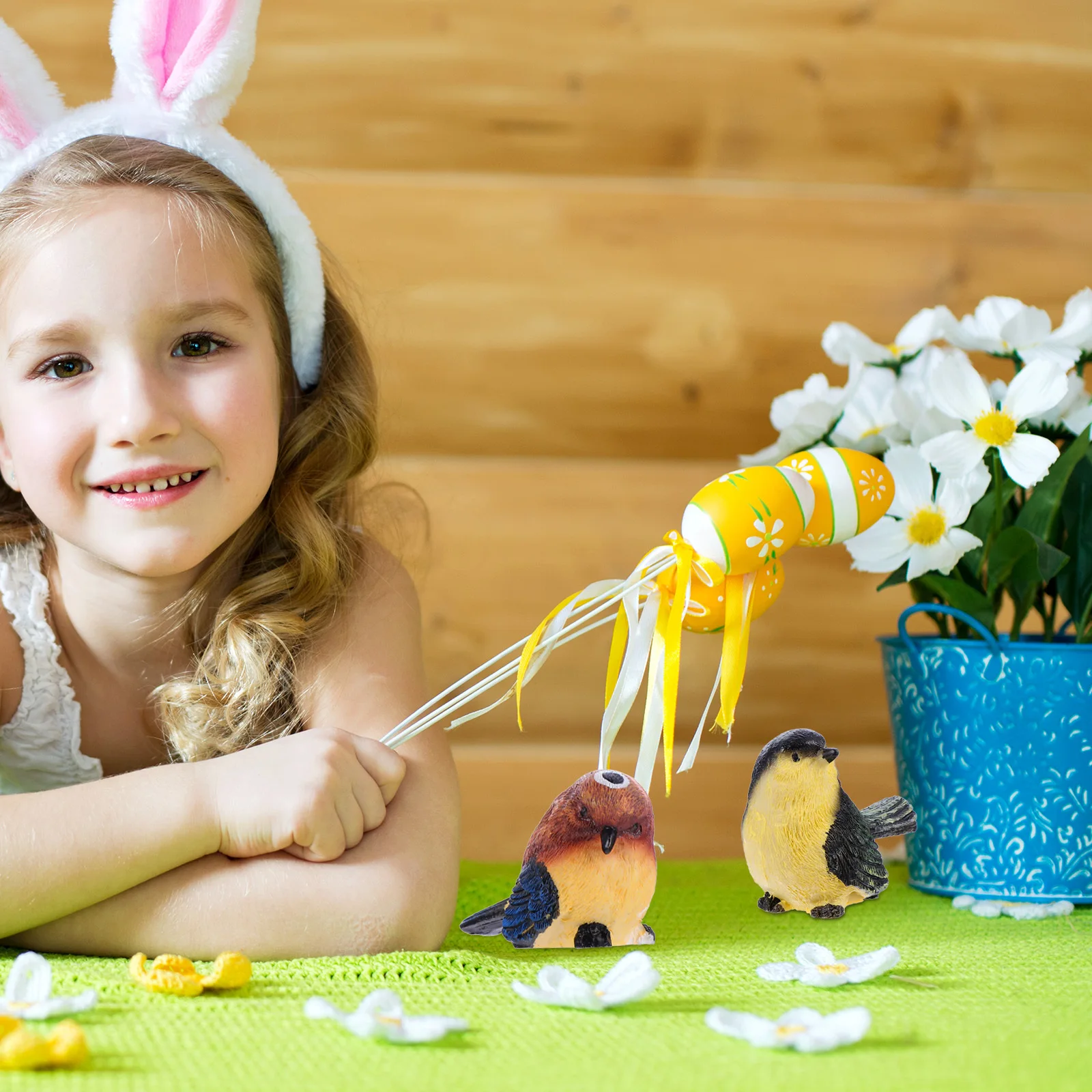 

2Pcs Resin Bird Adornment Durable Not Easily Deformed Lovely Gift for Kids Desktop Cabinet Table Decoration Micro Landscape