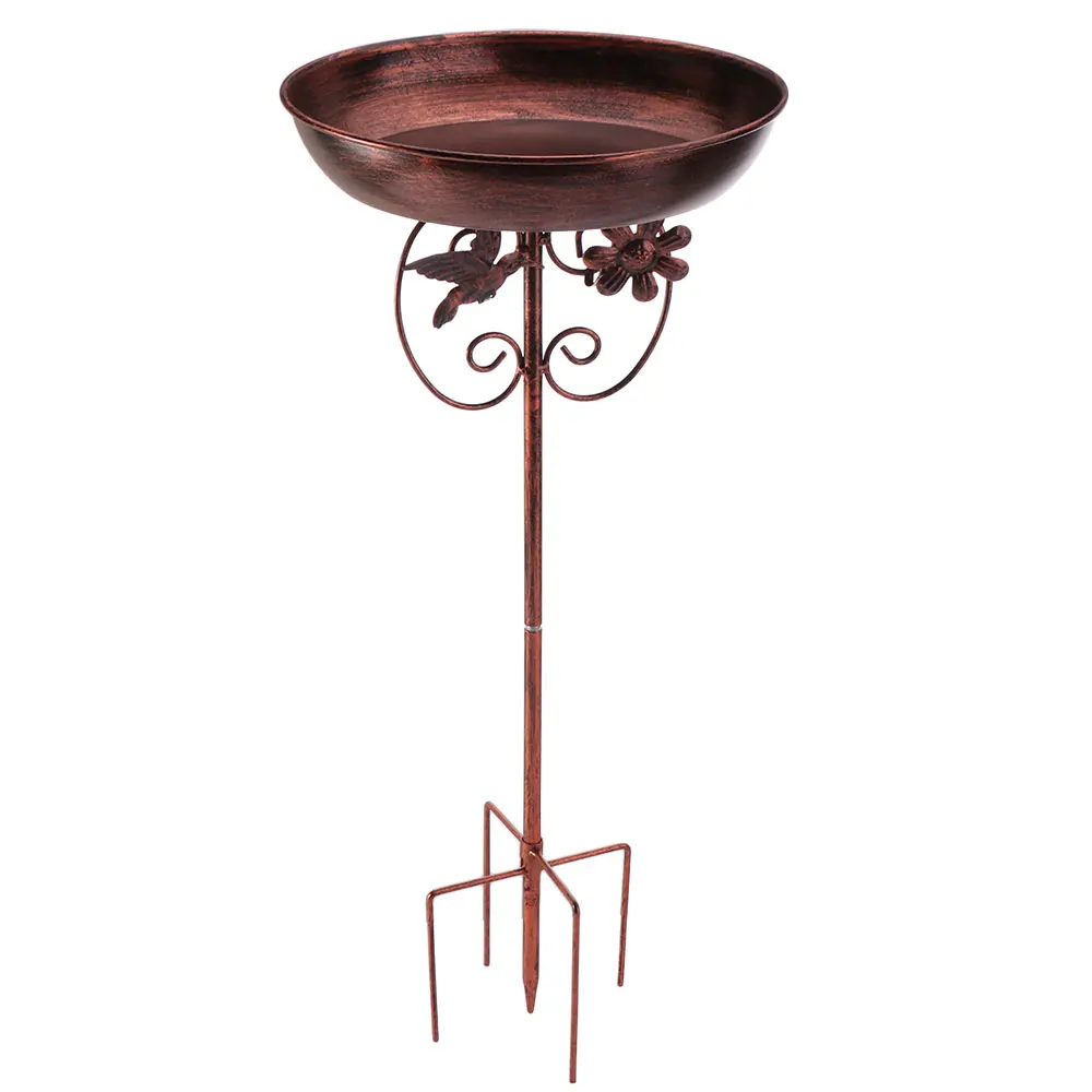 Cast Iron Outdoor Bird Bath Heavy Duty Five Prongs Base Metal Bird Feeder Tipping Eve Rust Resistant Bird Drinking Station Lawn