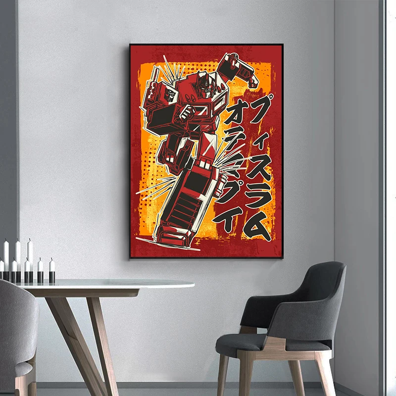 Vintage Noir Japan T-Transformers Poster Japanese Anime Comic Canvas Painting Modern Wall Art for Living Room Home Decor