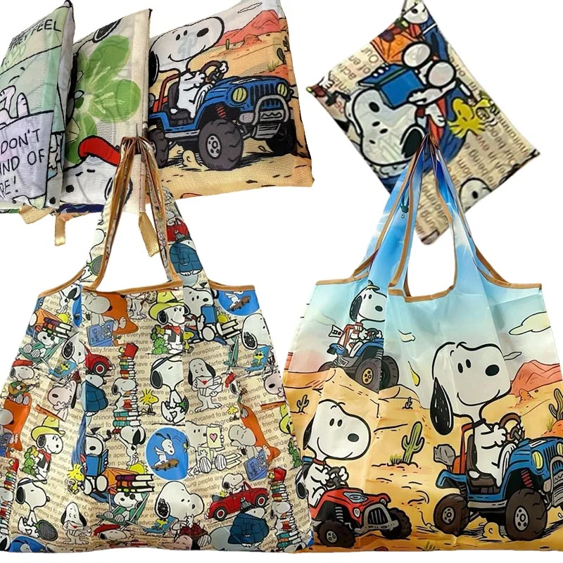 

Многоразовая сумка для покупок Snoopy, складные сумки для продуктов, креативная экологически чистая большая сумка, легкая прочная нейлоновая сумка с героями мультфильмов аниме