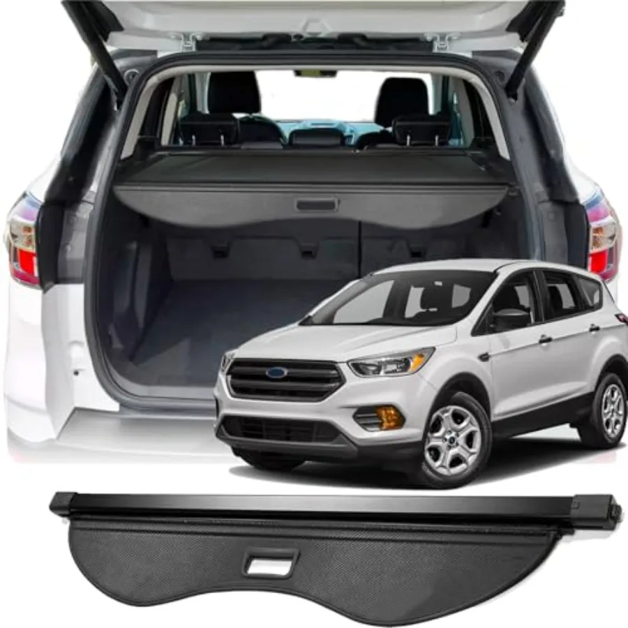 

Cargo Cover for 2013-2019 Ford Escape Accessories Carbon Fiber Texture Retractable Trunk Cover Security Shield Shade Luggage Pr